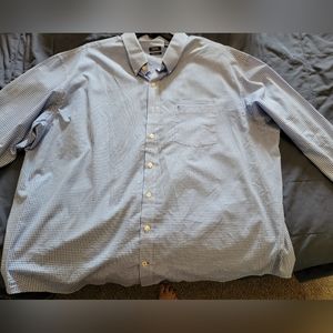 Mens Izod 4xl Long Sleeve Blue Gingham Button Down Shirt
